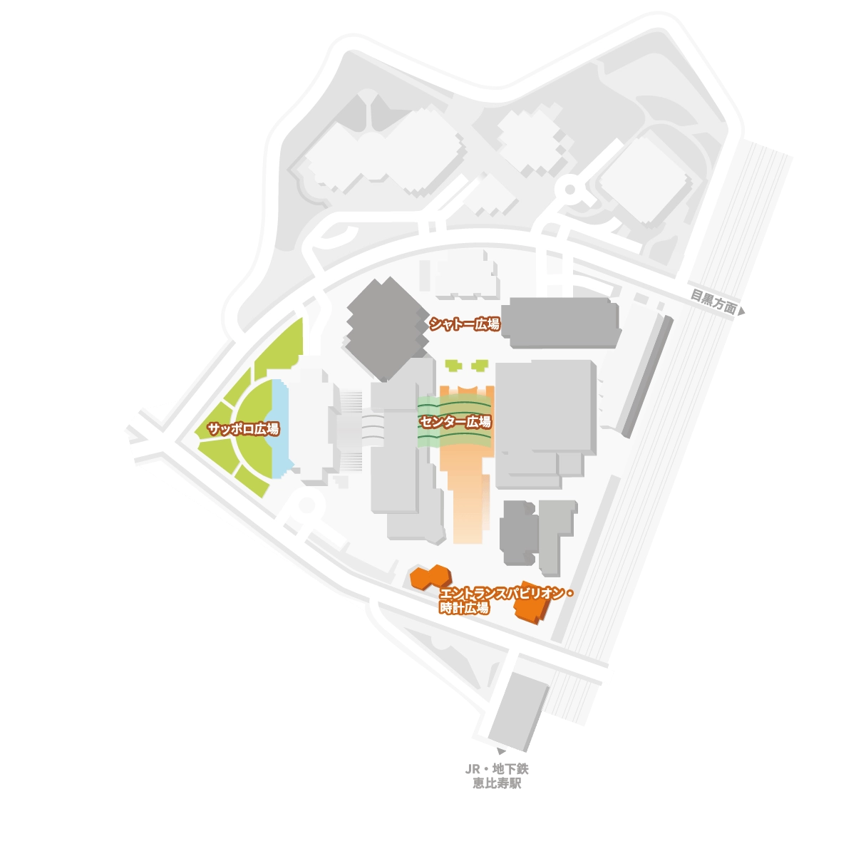アクセスマップ:時計広場 / シャトー広場 / サッポロ広場 / センター広場